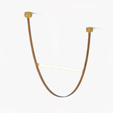 Modern Minimalist Leather Belt Pendant Light with Linear LED Silicone Diffuser Suspension Lamp