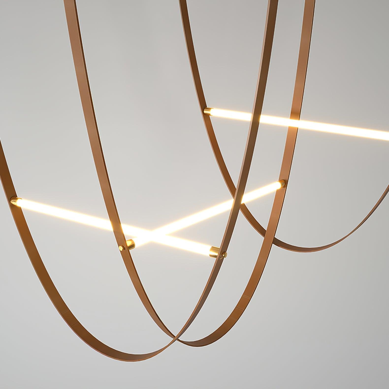 Modern Minimalist Leather Belt Pendant Light with Linear LED Silicone Diffuser Suspension Lamp