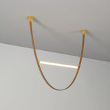 Modern Minimalist Leather Belt Pendant Light with Linear LED Silicone Diffuser Suspension Lamp