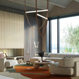 Modern Minimalist Leather Belt Pendant Light with Linear LED Silicone Diffuser Suspension Lamp