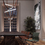 Modern Minimalist Leather Belt Pendant Light with Linear LED Silicone Diffuser Suspension Lamp