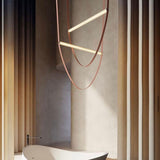 Modern Minimalist Leather Belt Pendant Light with Linear LED Silicone Diffuser Suspension Lamp