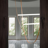 Modern Minimalist Leather Belt Pendant Light with Linear LED Silicone Diffuser Suspension Lamp