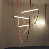 Modern Minimalist Leather Belt Pendant Light with Linear LED Silicone Diffuser Suspension Lamp