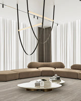Modern Minimalist Leather Belt Pendant Light with Linear LED Silicone Diffuser Suspension Lamp