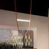 Modern Minimalist Leather Belt Pendant Light with Linear LED Silicone Diffuser Suspension Lamp