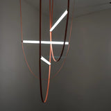Modern Minimalist Leather Belt Pendant Light with Linear LED Silicone Diffuser Suspension Lamp