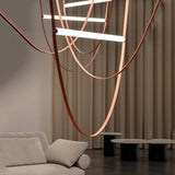 Modern Minimalist Leather Belt Pendant Light with Linear LED Silicone Diffuser Suspension Lamp