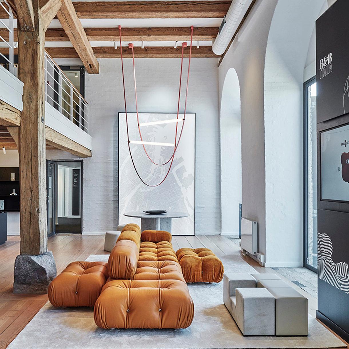 Modern Minimalist Leather Belt Pendant Light with Linear LED Silicone Diffuser Suspension Lamp