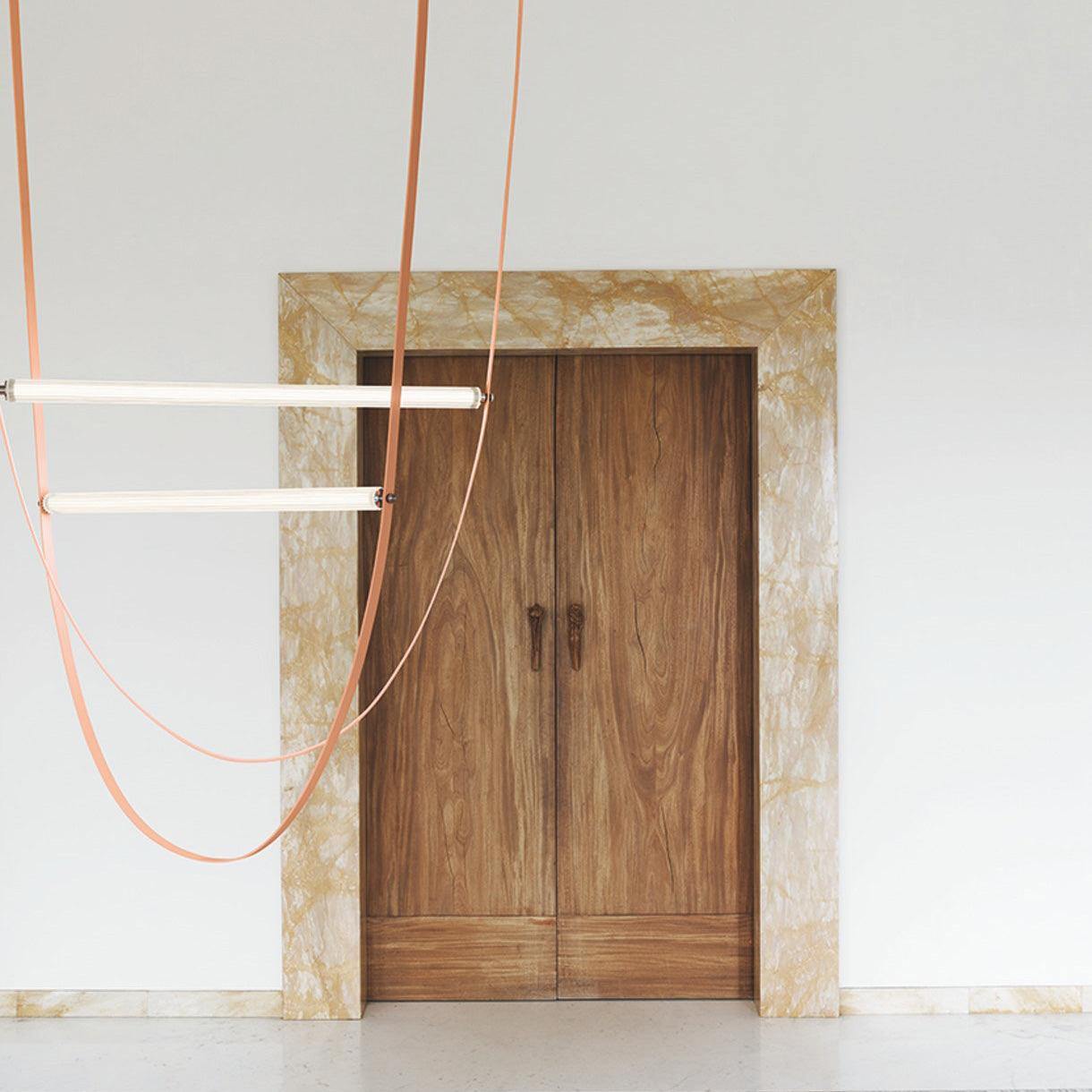 Modern Minimalist Leather Belt Pendant Light with Linear LED Silicone Diffuser Suspension Lamp