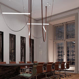 Modern Minimalist Leather Belt Pendant Light with Linear LED Silicone Diffuser Suspension Lamp