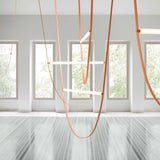 Modern Minimalist Leather Belt Pendant Light with Linear LED Silicone Diffuser Suspension Lamp