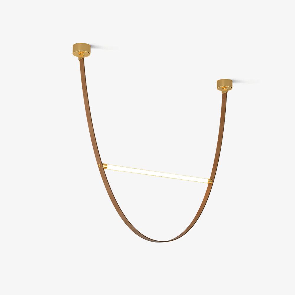 Modern Minimalist Leather Belt Pendant Light with Linear LED Silicone Diffuser Suspension Lamp