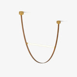 Modern Minimalist Leather Belt Pendant Light with Linear LED Silicone Diffuser Suspension Lamp
