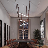 Modern Minimalist Leather Belt Pendant Light with Linear LED Silicone Diffuser Suspension Lamp