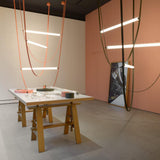 Modern Minimalist Leather Belt Pendant Light with Linear LED Silicone Diffuser Suspension Lamp