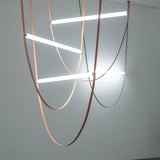 Modern Minimalist Leather Belt Pendant Light with Linear LED Silicone Diffuser Suspension Lamp