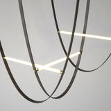 Modern Minimalist Leather Belt Pendant Light with Linear LED Silicone Diffuser Suspension Lamp