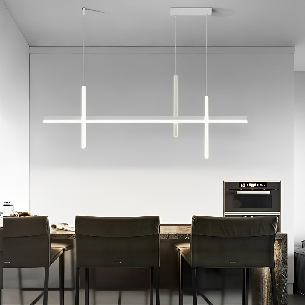 Modern Minimalist LED Linear Pendant Light Dimmable Long Strip Chandelier for Dining Room