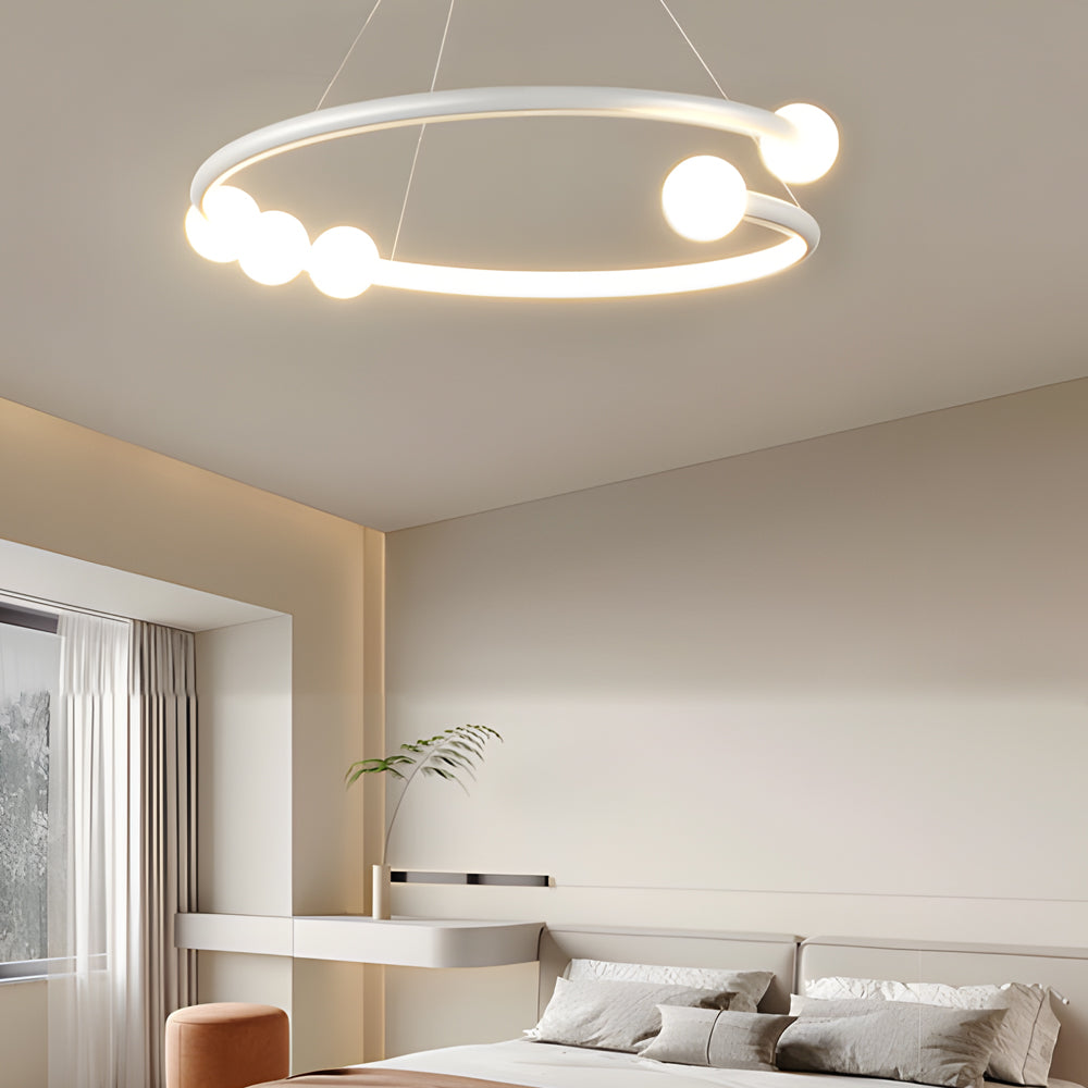 Modern Minimalist LED Ring Chandelier 3 Step Dimming Nordic Hanging Light for Bedroom Living Room