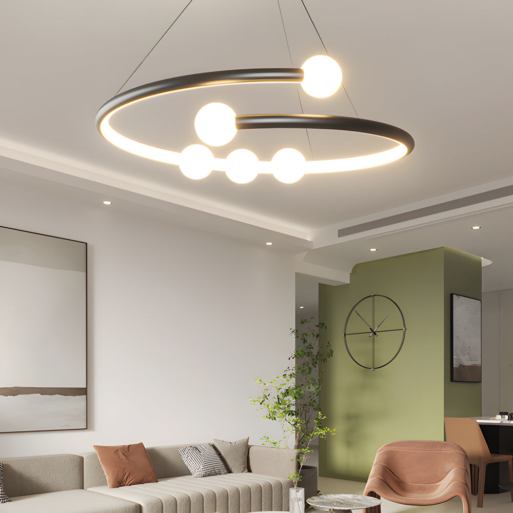 Modern Minimalist LED Ring Chandelier 3 Step Dimming Nordic Hanging Light for Bedroom Living Room