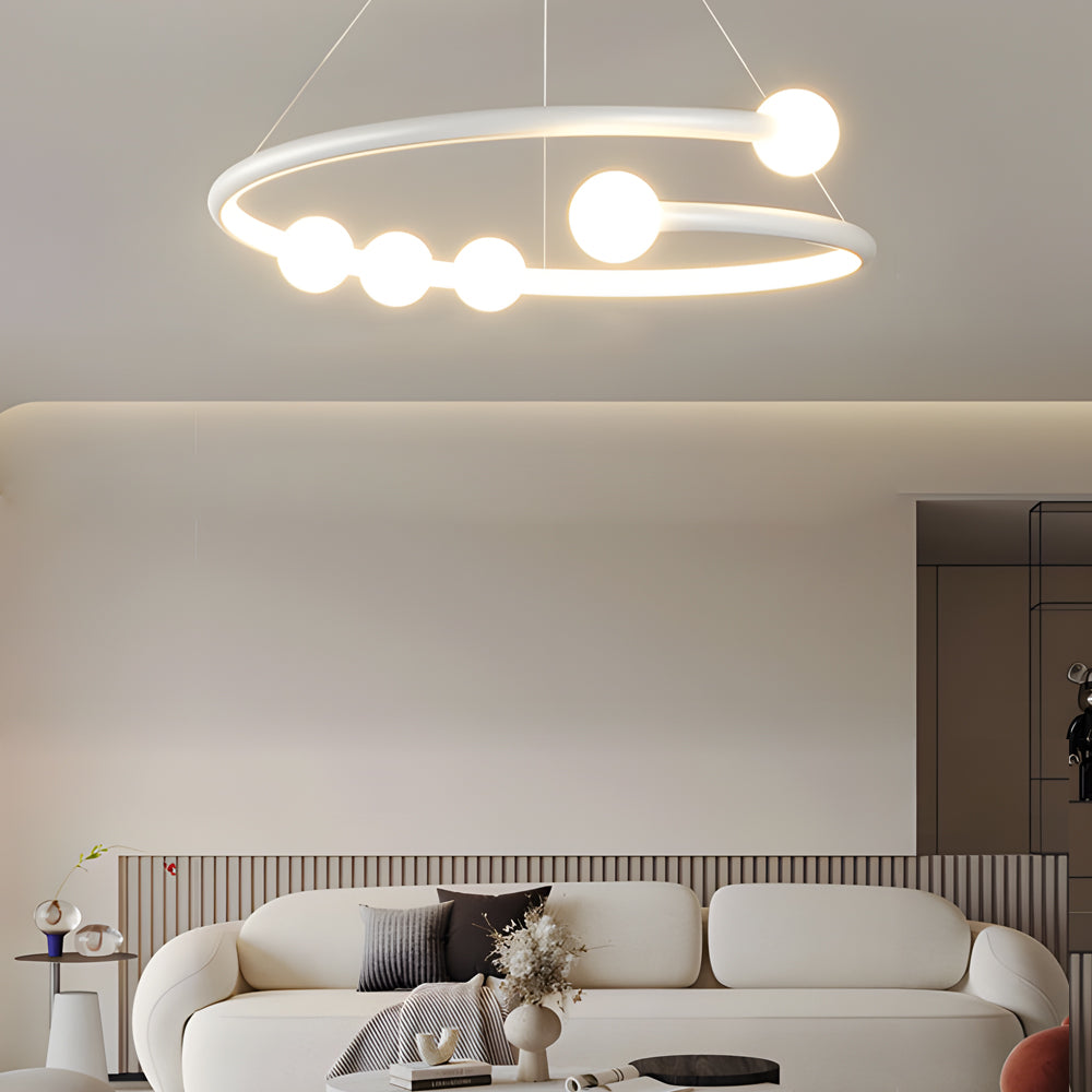 Modern Minimalist LED Ring Chandelier 3 Step Dimming Nordic Hanging Light for Bedroom Living Room
