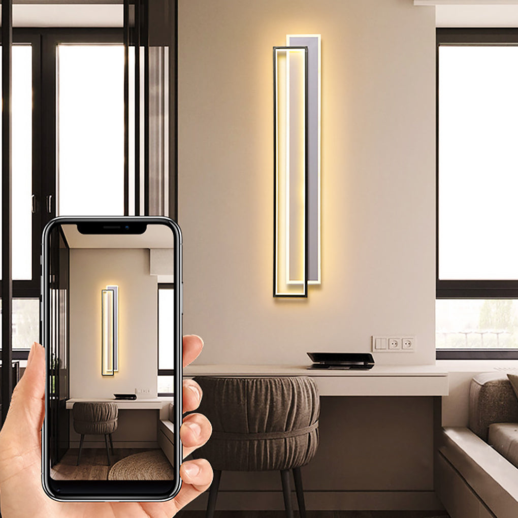 Modern Minimalist LED Strip Wall Light with Three Color Dimming and Frosted Aluminum Finish