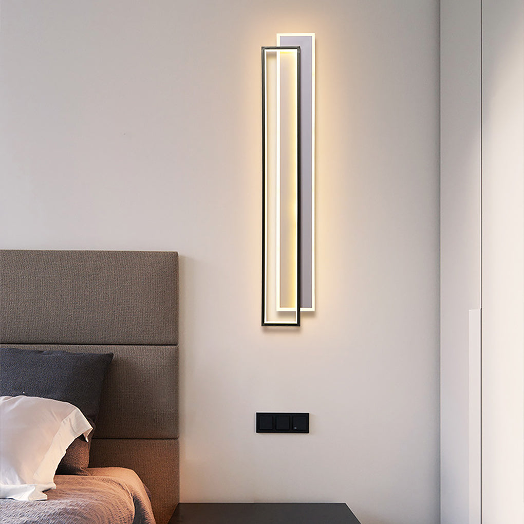 Modern Minimalist LED Strip Wall Light with Three Color Dimming and Frosted Aluminum Finish