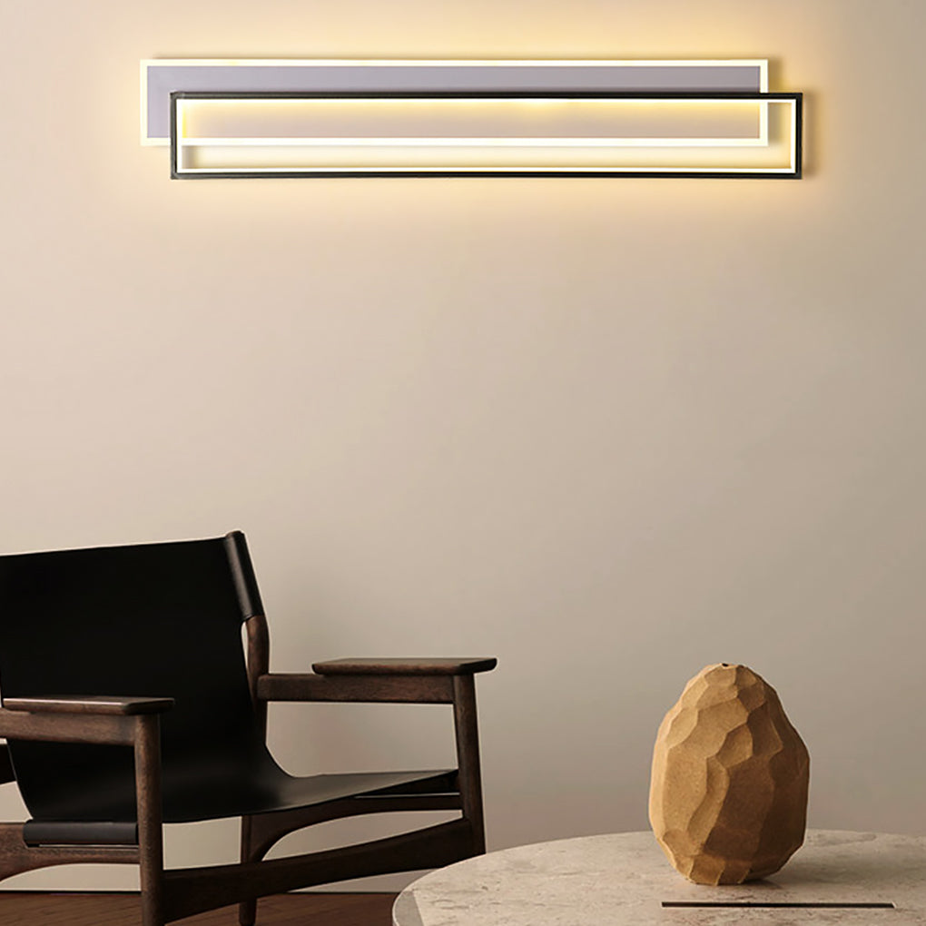 Modern Minimalist LED Strip Wall Light with Three Color Dimming and Frosted Aluminum Finish