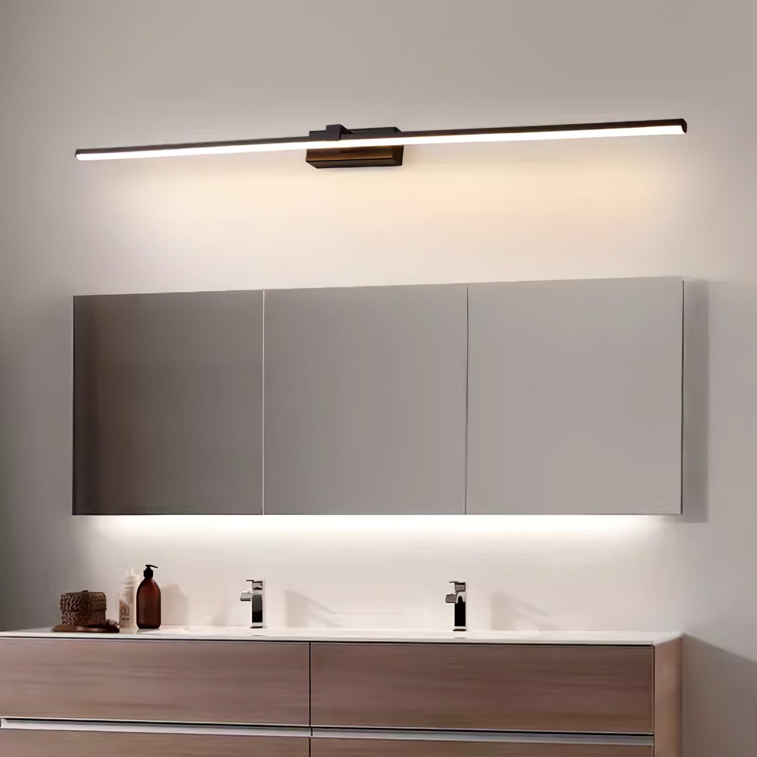 Modern Minimalist LED Wall Sconce for Bathroom Vanity and Mirror Lighting in Black Finish