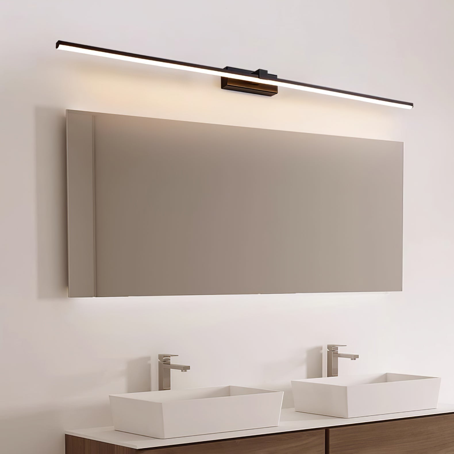 Modern Minimalist LED Wall Sconce for Bathroom Vanity and Mirror Lighting in Black Finish