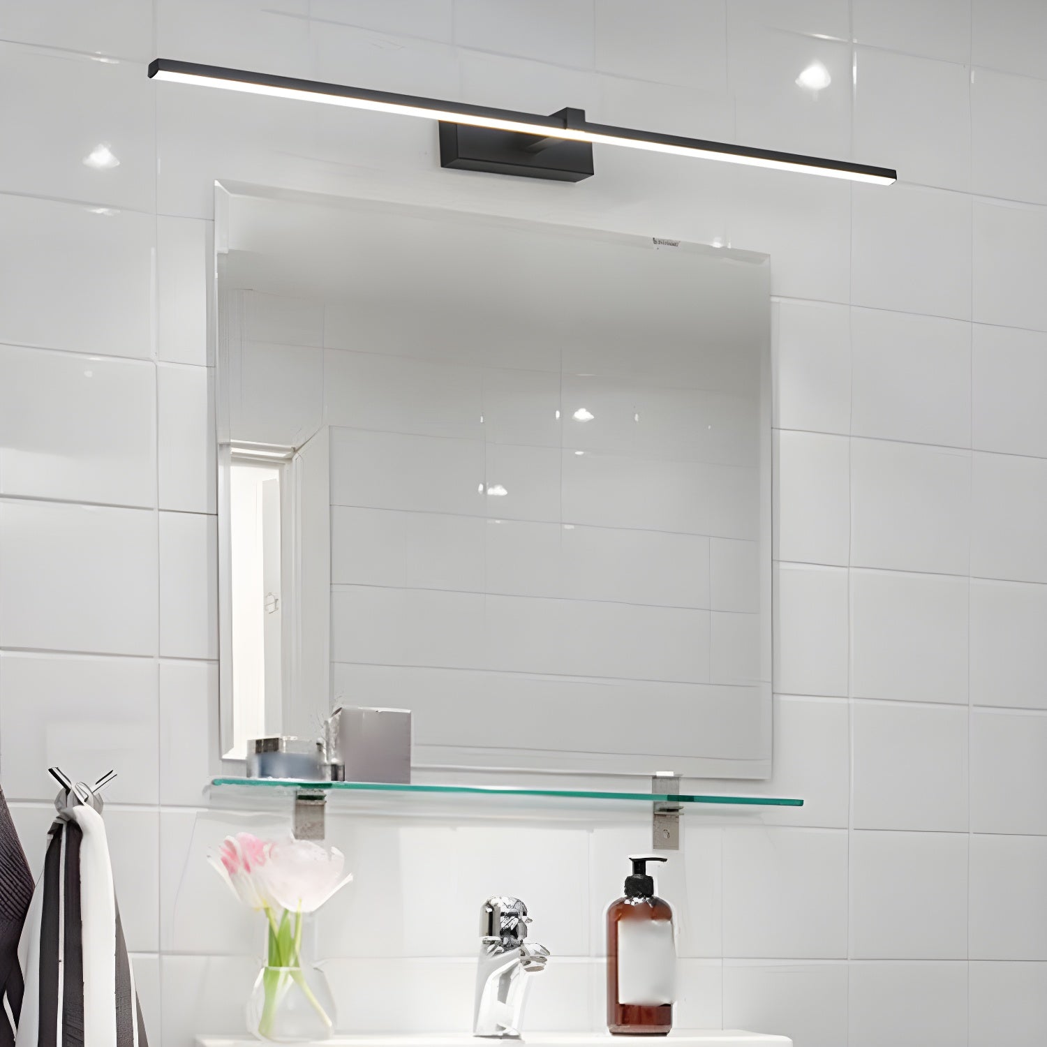 Modern Minimalist LED Wall Sconce for Bathroom Vanity and Mirror Lighting in Black Finish