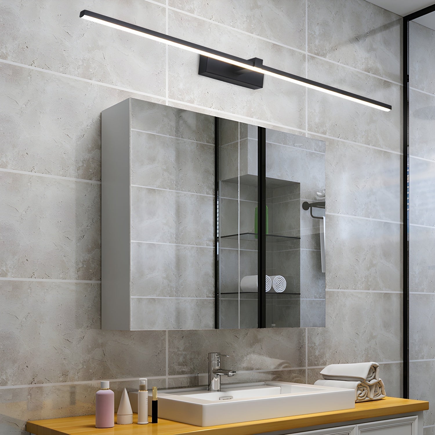 Modern Minimalist LED Wall Sconce for Bathroom Vanity and Mirror Lighting in Black Finish