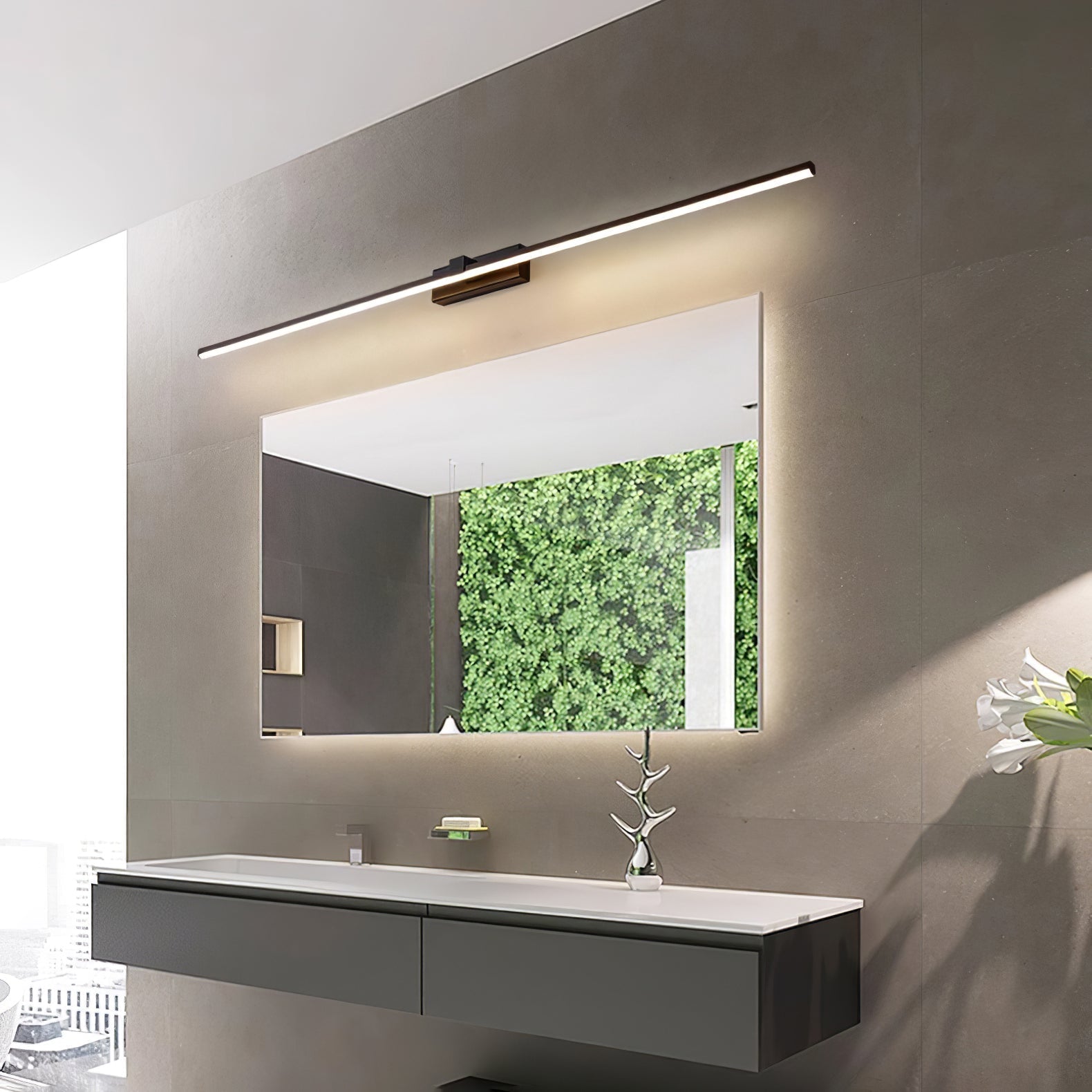 Modern Minimalist LED Wall Sconce for Bathroom Vanity and Mirror Lighting in Black Finish