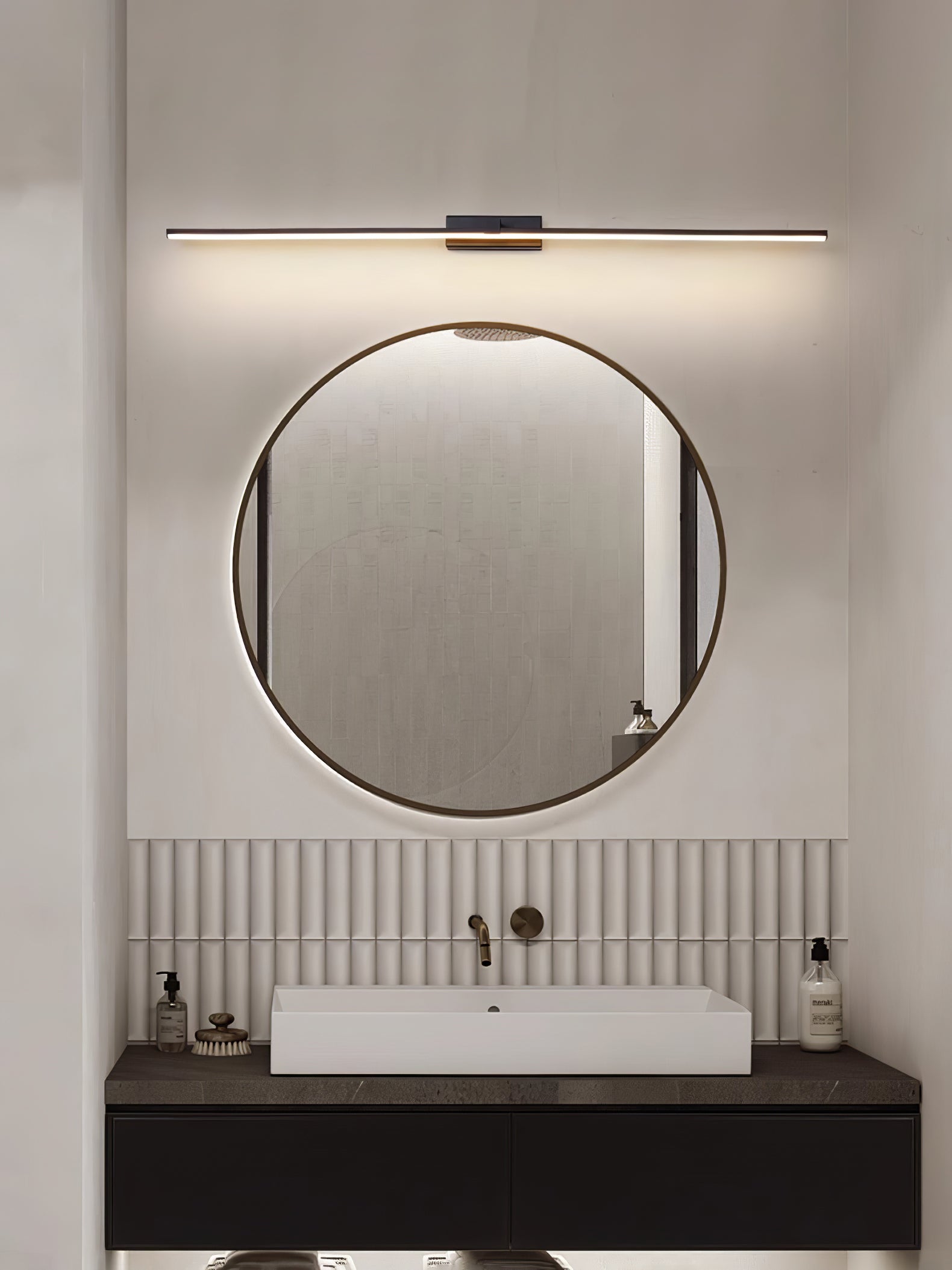 Modern Minimalist LED Wall Sconce for Bathroom Vanity and Mirror Lighting in Black Finish
