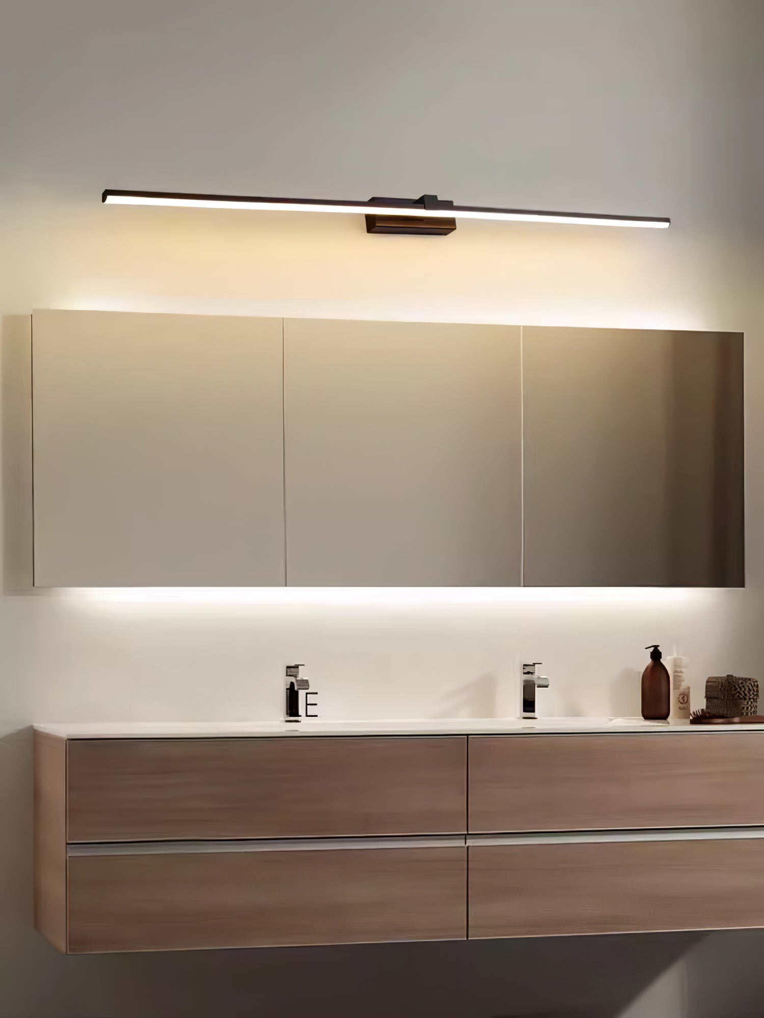Modern Minimalist LED Wall Sconce for Bathroom Vanity and Mirror Lighting in Black Finish