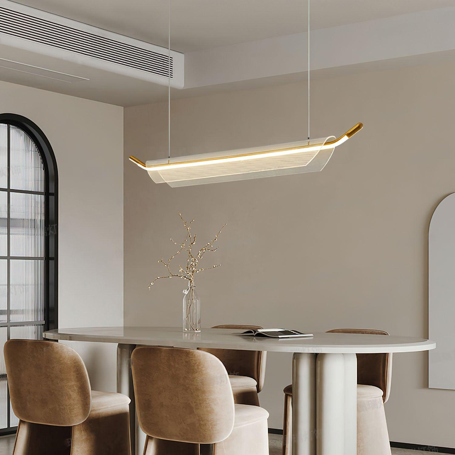 Modern Minimalist Linear Acrylic LED Pendant Light for Dining Room and Kitchen Island