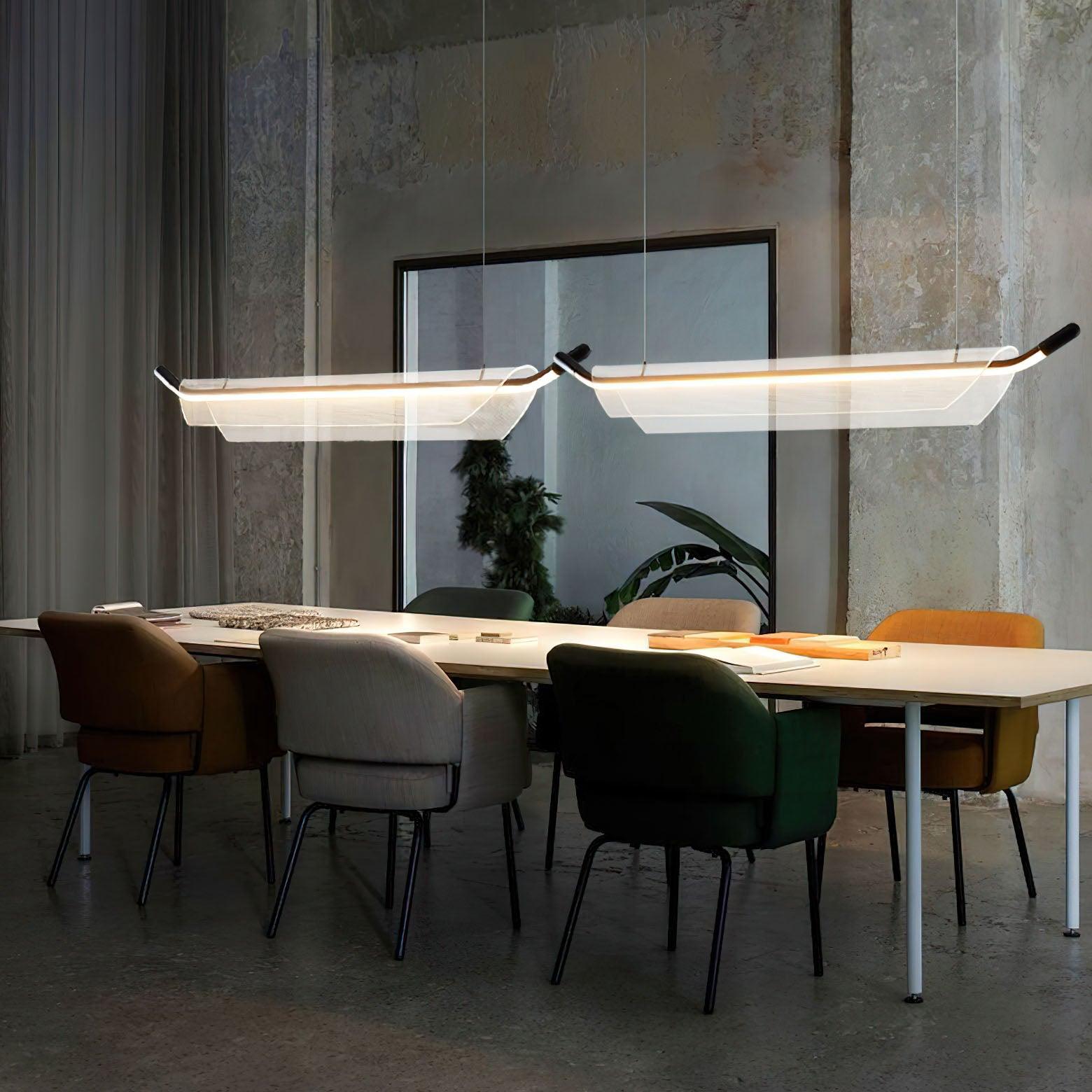 Modern Minimalist Linear Acrylic LED Pendant Light for Dining Room and Kitchen Island