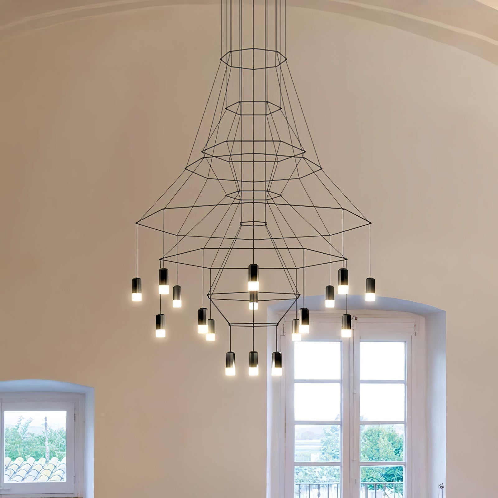 Modern Minimalist Linear LED Chandelier with Multi Head Design