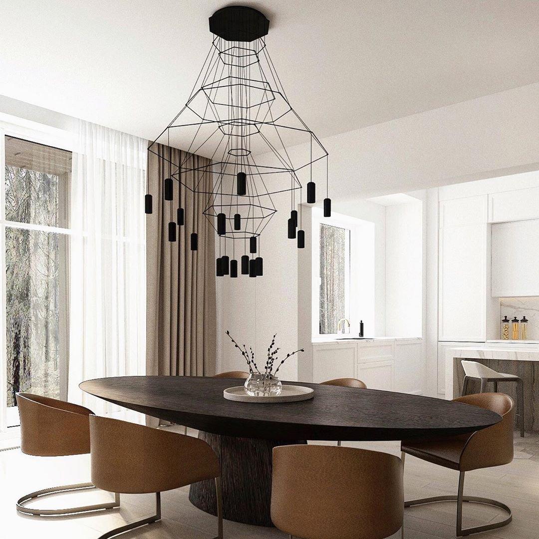 Modern Minimalist Linear LED Chandelier with Multi Head Design