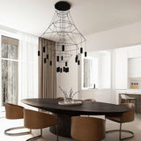 Modern Minimalist Linear LED Chandelier with Multi Head Design