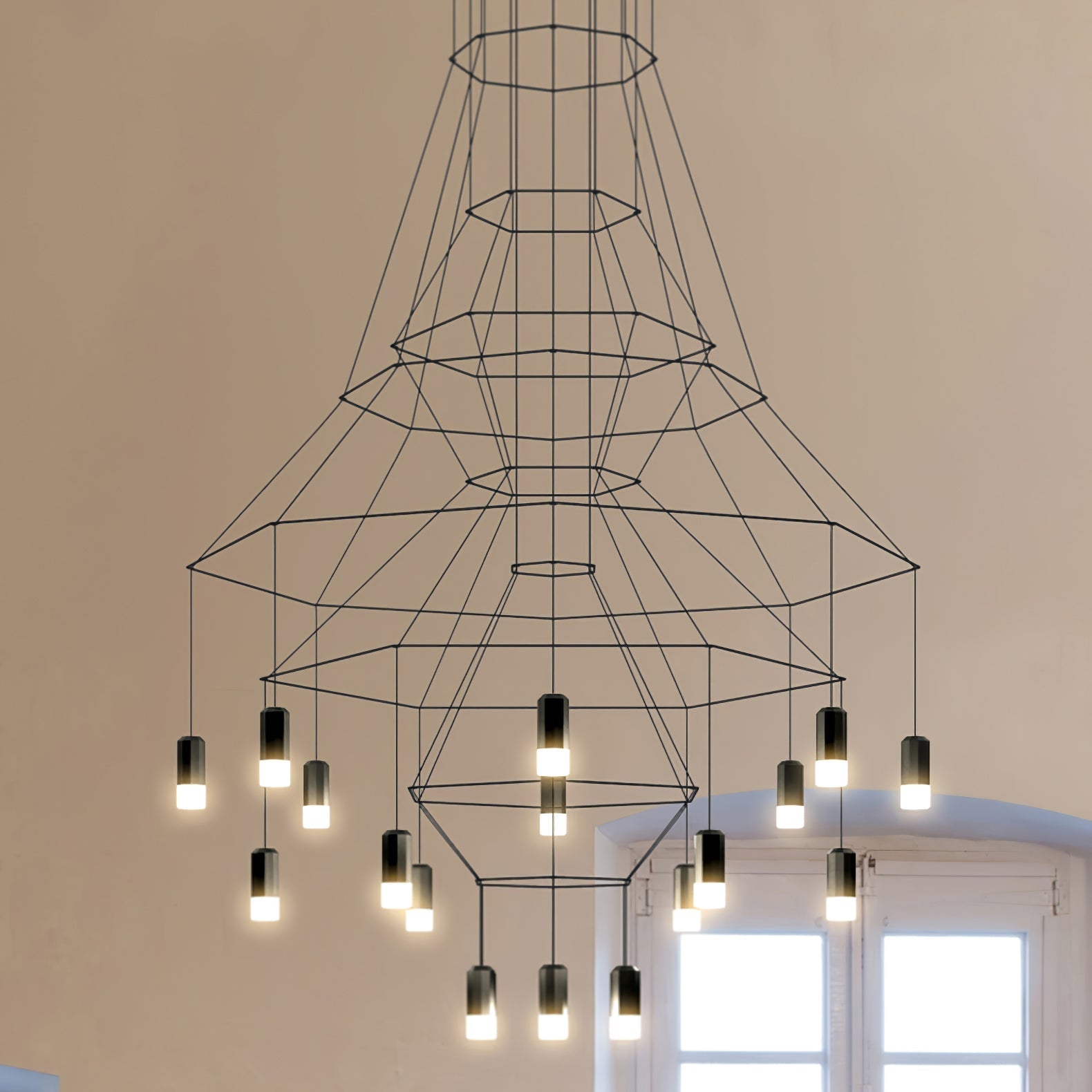 Modern Minimalist Linear LED Chandelier with Multi Head Design