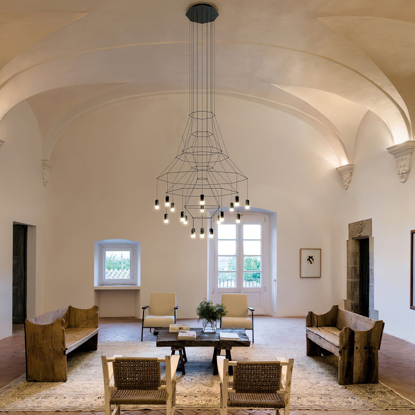 Modern Minimalist Linear LED Chandelier with Multi Head Design