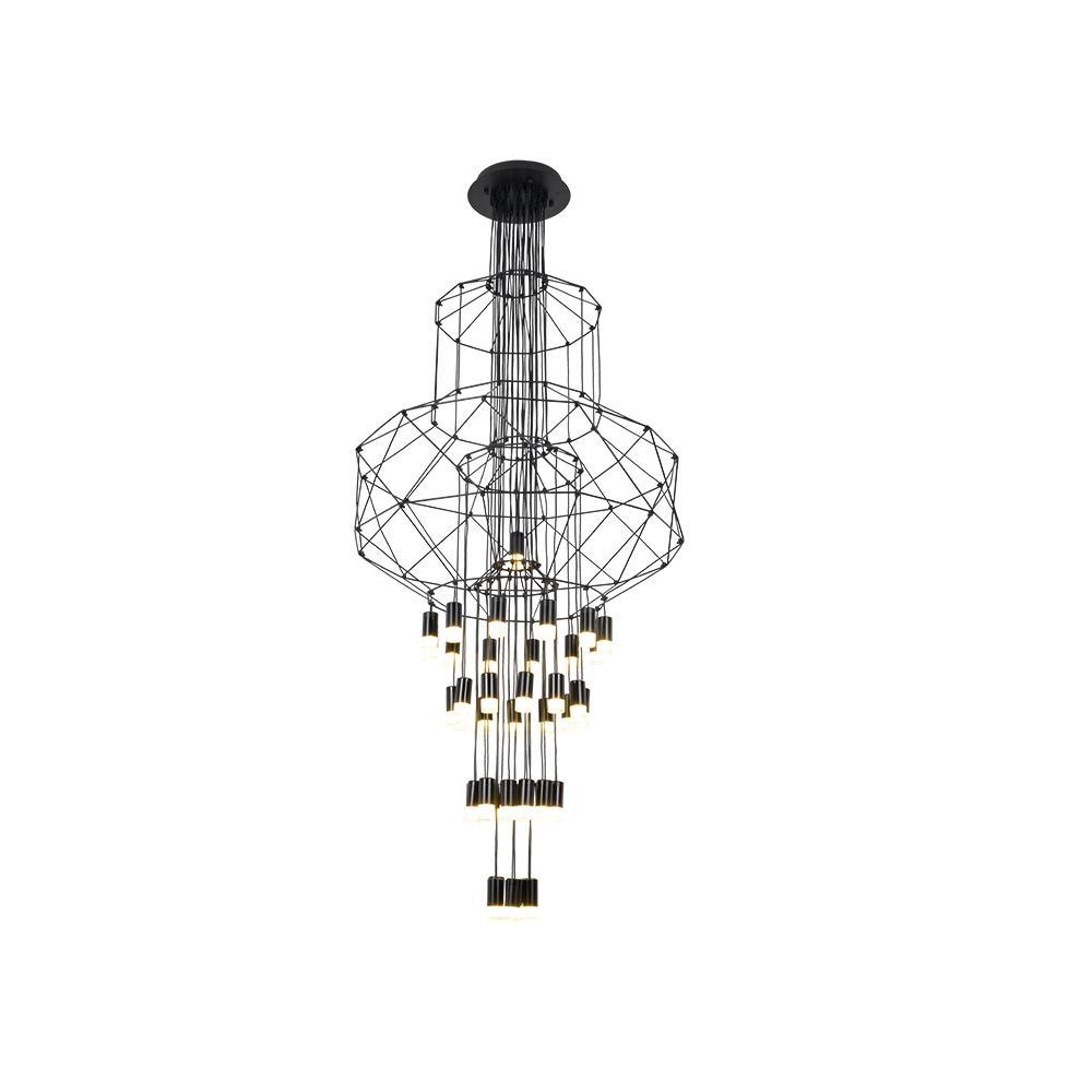 Modern Minimalist Linear LED Chandelier with Multi Head Design