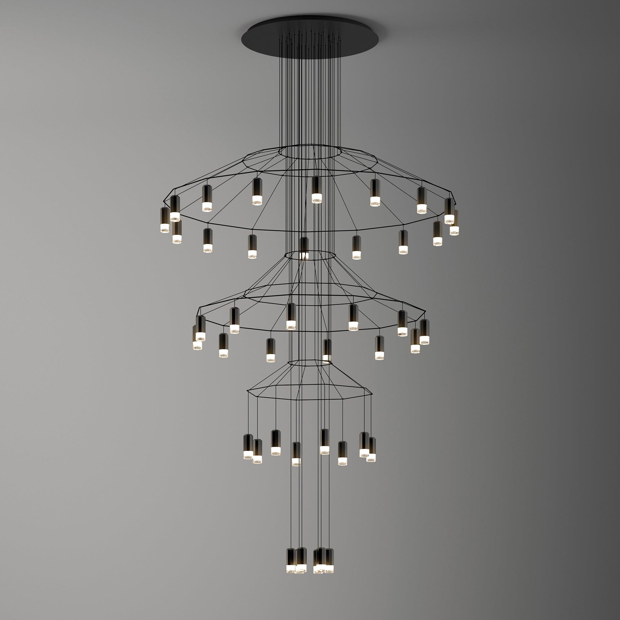 Modern Minimalist Linear LED Chandelier with Multi Head Design