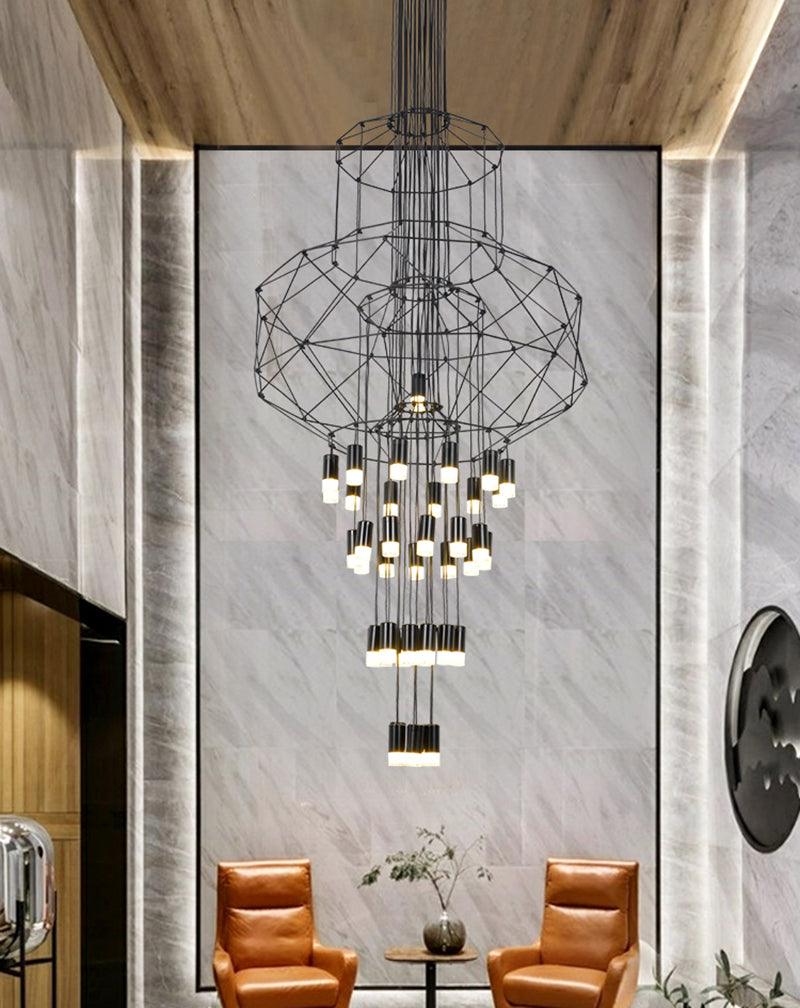 Modern Minimalist Linear LED Chandelier with Multi Head Design