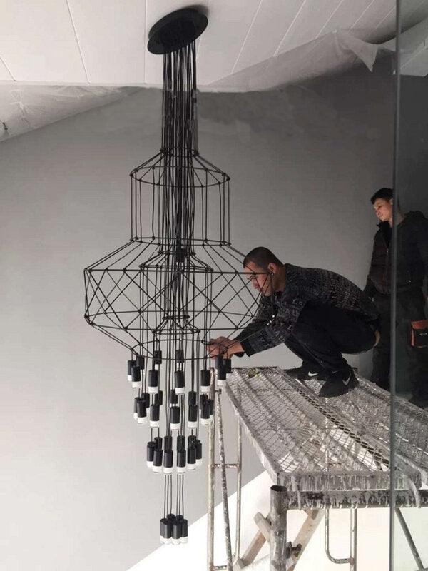 Modern Minimalist Linear LED Chandelier with Multi Head Design