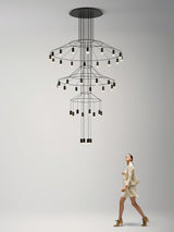 Modern Minimalist Linear LED Chandelier with Multi Head Design