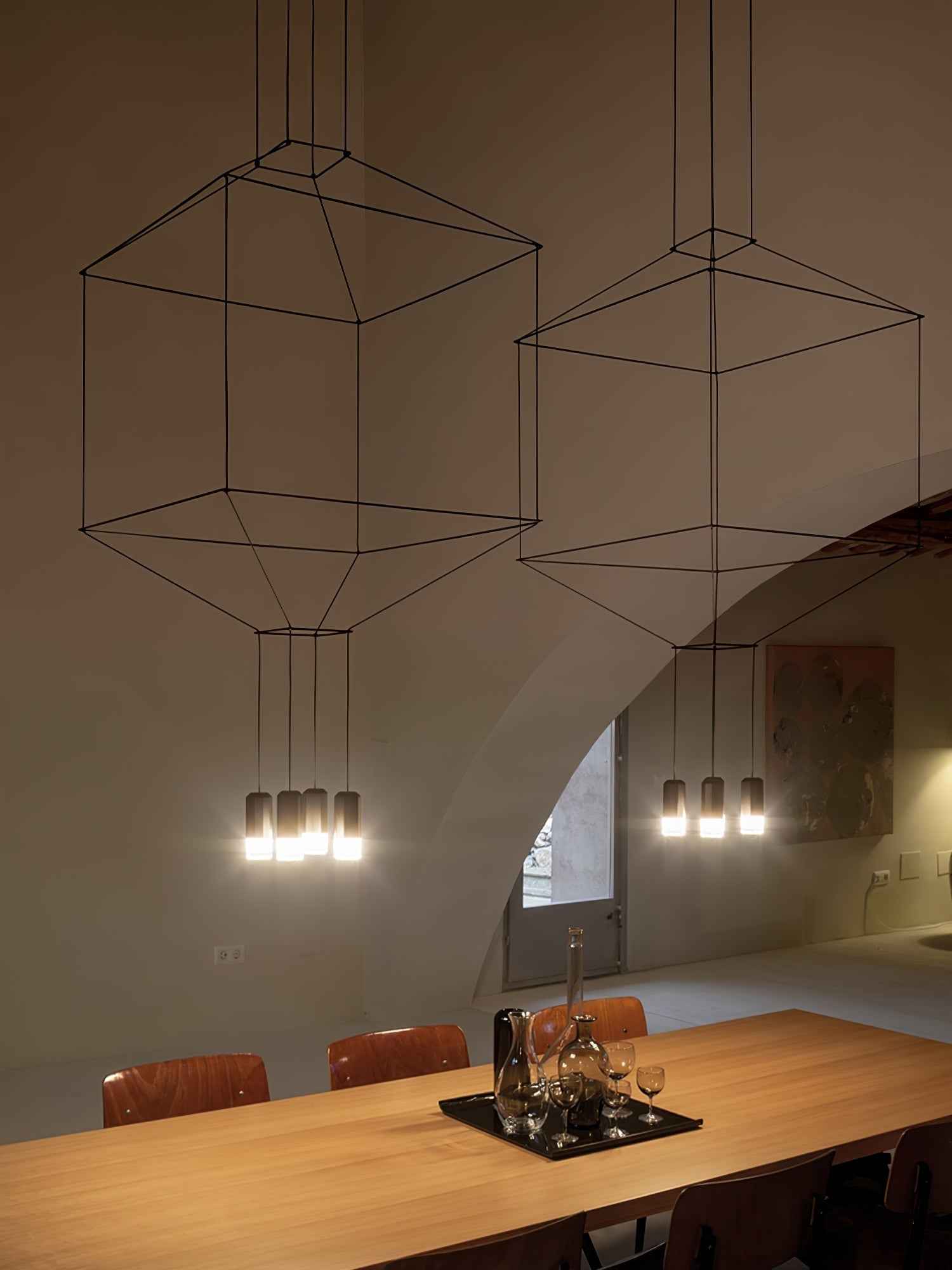 Modern Minimalist Linear LED Chandelier with Multi Head Design