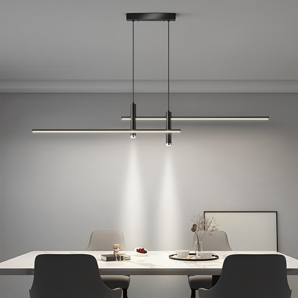Modern Minimalist Linear LED Pendant Light Adjustable Dimmable Chandelier for Dining Room Bar
